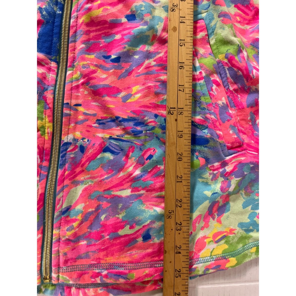 Lilly Pulitzer Full Zip Sweatshirt Womens Small Pink Blue Abstract - Picture 5 of 6